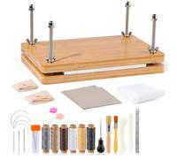 YDYAENIO Kit Reliure Livre Ensemble d'outils de reliure en plastique, plieuse, raineuse, fil ciré, avec presse à relier portable bois paulownia(Type2)