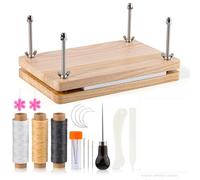 YDYAENIO Kit Reliure Livre Ensemble d'outils de reliure en plastique, plieuse, raineuse, fil ciré, avec presse à relier portable bois paulownia(Type1)