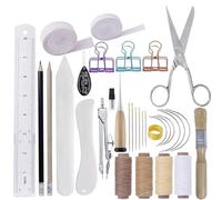 YDYAENIO Kit Reliure Livre Kit d'outils for le travail du cuir, couture à la main, poinçon, sculpture, rainurage, accessoires de, ensemble for faire soi-même(Type1)