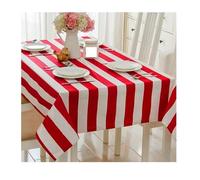 YDYAENIO Nappe rectangulaire en Coton à Rayures Noires et Blanches, épaisse, Verte, Blanche et Rouge, for Table à café ou à thé(Color2,140x140cm)