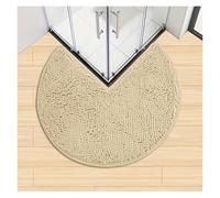 YDYAENIO Tapis de Bain d'angle Circulaire antidérapant, Doux et épais, Absorbant, décoration d'intérieur pour Douche carrée(Khaki)