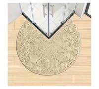 YDYAENIO Tapis de Bain épais et antidérapant en Forme L, Couleur Unie, for Salle, Coin Circulaire, Absorbant l'eau pour Douche carrée(Khaki)