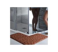 YDYAENIO Tapis de Salle Bain Absorbant en Forme L, Couleur Unie, Relief, antidérapant, for Porte Douche, Toilettes, entrée pour Douche carrée(Brown,75x75x45cm)
