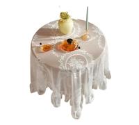 YDYAENIO Volants de en Coton à Volants Garniture Nappe en Dentelle ajourée, décoration de Bureau, Tissu Fond Prise Vue, Table à Manger, café, Anti-poussière(Ruffled Edge,140x220cm)