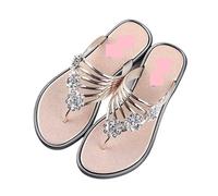 YDYAENIO Womens Flip Tongues Pantoufles for femmes à porter l'extérieur polyvalentes bascule for sortir Chaussures de plage célébrités Internet d'été(Gold,23.5cm)