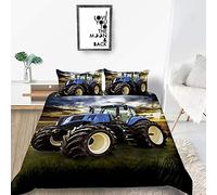 YDYRX Housse de Couette 220x240 Tracteur Bleu Parure de Lit Adulte 2 Personnes avec Fermeture Éclair avec 2 Taies d'oreiller 65x65cm, Literie Microfibre Douce
