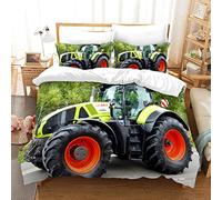 YDYRX Housse de Couette 90x190 Tracteur Vert Parure de Lit 1 Personnes Confortable en Microfibre avec Fermeture Éclair, avec 2 Taie d'oreiller 65x65 cm Literie