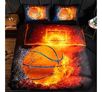 YDYRX Parure de Lit 90x190 Basket Rouge Housse de Couette Réversible avec 2 Taies d'oreiller 65x65 cm pour Enfant - Literie en Microfibre avec Fermeture éclair