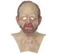 YDZYFFS 3D Masque Horreur Realiste - 37 * 40CM Masque De Vieillard Réaliste Pour Halloween, Avec Cheveux Ridés Et Barbe, En Latex, Taille Adulte, Bouche Ouvrante, Idéal Pour Le Cosplay