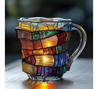 YDZYFFS 3D Tasse A Cafe - 300ML Verre A Eau - Mug Fantaisie En Verre Avec Motif De Livre Peint, Cadeau Original Pour Enseignants, Camarades De Classe Ou Chope De Bière(C)