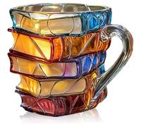 YDZYFFS 3D Tasse A Cafe - 300ML Verre A Eau - Mug Fantaisie En Verre Avec Motif De Livre Peint, Cadeau Original Pour Enseignants, Camarades De Classe Ou Chope De Bière(B)