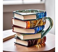 YDZYFFS 3D Tasse A Cafe - 300ML Verre A Eau - Mug Fantaisie En Verre Avec Motif De Livre Peint, Cadeau Original Pour Enseignants, Camarades De Classe Ou Chope De Bière(Blue)