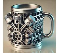 YDZYFFS 3D Tasse A Cafe - Verre A Eau - Mug, Tasse À Café V6/V8, 425 Ml, En Acier Inoxydable, Motif Voiture, Durable Et Élégante, Idéale Pour Le Quotidien, Passionnés De Voitures(V6)