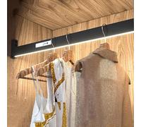 YDZYFFS 40-140cm Cintres - Tringle De Penderie, Tringle À Vêtements De 40 À 140 Cm avec Éclairage Intégré, Tringle À Vêtements en Métal, Supporte Jusqu'à 50 Kg avec Éclairage LED(Black,80cm)