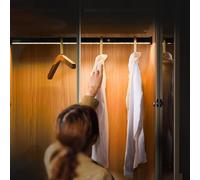 YDZYFFS Cintres - Tringle De Penderie, 40-130CM Barre De Penderie avec Éclairage LED Intégré, Tringle À Vêtements avec Batterie Au Lithium Intégrée, Barre De Penderie en Métal À 2 Bases(Gold,80cm)