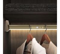 YDZYFFS Cintres - Tringle De Penderie, Barre De Penderie en Métal De 40 À 130 Cm, Barre De Penderie avec Éclairage LED Intégré Et Batterie Au Lithium, Barre De Penderie avec Éclairage(Gold,40cm)