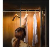 YDZYFFS Cintres - Tringle De Penderie, Tringle À Vêtements 40-130 Cm avec Lumière, Tringle De Placard en Métal avec 2 Bases, Tringle De Garde-Robe avec Lumière LED, Charge 50 Kg(Black,70cm)