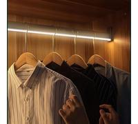 YDZYFFS Cintres - Tringle De Penderie, Tringle avec Éclairage LED, Barre De Penderie Robuste De 50 À 130 Cm, Penderie avec Batterie Au Lithium Intégrée, Supportant Jusqu'à 75 Kg(Black,50cm)