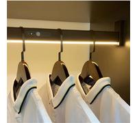 YDZYFFS Cintres - Tringle De Penderie, Tringle De Placard avec Lumière LED, Tringle De Garde-Robe 40 Cm-130 Cm, Tringle De Placard À Capteur Infrarouge, Éclairage LED(Black,130cm)