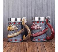YDZYFFS Verre A Eau - Tasse A Cafe - Mug, Tasses À Café 3D En Acier Inoxydable, Cadeaux Vikings, Pour Hommes, Chopes À Bière, Pour Père, Mari, Verres À Eau, Tasse À Thé(2PCS)