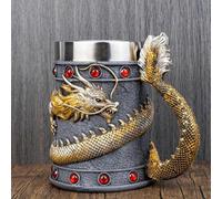 YDZYFFS Verre A Eau - Tasse A Cafe - Mug, Tasses À Café 3D En Acier Inoxydable, Cadeaux Vikings, Pour Hommes, Chopes À Bière, Pour Père, Mari, Verres À Eau, Tasse À Thé(Yellow)