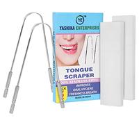YE YASHIKA ENTERPRISES Yashika Enterprises Lot de 2 gratte-langue avec 2 étuis de voyage, réduit la mauvaise haleine, 100 % acier inoxydable, gratte-langue pour une haleine plus fraîche en quelques