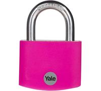 Ye3b/50/126/1/P Aluminium Padlock,50mm,Pink,Double Locking,Hardened Steel Open Shackle,3 Keys Included,Ideal For Bags,Lockers And Indoor Use