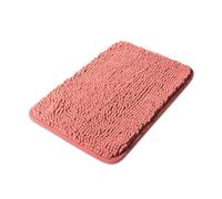 Yeaban Petit tapis de salle de bain en chenille épaisse, absorbant et lavable, antidérapant, pelucheux et doux pour salle de bain, douche, lavabo (corail)