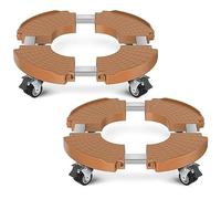 Yeabett Lot de 2 paniers de fleurs avec roulettes, robustes et réglables de 38 à 56 cm, capacité de charge de 200 kg, roues verrouillables pour intérieur et extérieur, pot de fleurs de jardin, kaki