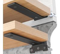 Yeabett Lot de 2 supports d'étagère en métal de 30 cm, avec vis, capacité de charge de 70 kg, noir