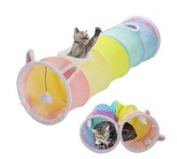 YEACO Tunnel droit pour chat de grande taille avec quatre trous et boule de suspension pour exercices d'intérieur pour chat, matériau intérieur froissé interactif