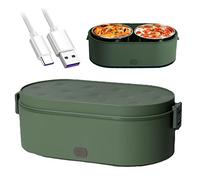 Yeah-hhi Lunch Box Chauffante Électrique USB Boîte À Lunch Portable 27 oz Pour Voiture/Camion/Home/Bureau Avec 2 Acier Inoxydable Amovible Intérieur,Vert,800ml