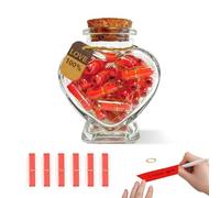 YeaHapiday Lot de 50 capsules avec message dans une bouteille en verre en forme de cœur - Lettre d'amour à remplir soi-même - Cadeau pour la fête des mères, un anniversaire de mariage, des fiançailles