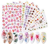 Yeahbo Graffiti Amusant Stickers Ongles, 6 Nail Art Ongles Auto-Adhésives Visage Humain Roses Fleurs Design, Autocollant Ongle pour Femmes Filles DIY Decoration Ongle (Fleurs)