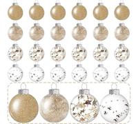 YeahBoom 24pcs Boules de Noël Transparentes,Boule en Plastique Transparente Remplissable,Décoration Sapin de Noël Bricolage,Décoration de Mariage d'anniversaire de Fête de Noël