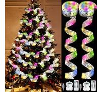 YeahBoom 2PCS Guirlandes Lumineuses à Ruban Brillant, 2×6M 60 LEDs, Sapin Noël LED, Decorative Nouvel An, Arc en Dentelle DIY à Piles