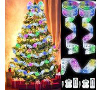 YeahBoom 2PCS Guirlandes Lumineuses à Ruban Brillant,2×6M Guirlandes Lumineuses 60 LEDs Lumière,Ruban Sapin Noël LED,Guirlande Decorative de Noël Nouvel,Arc en Dentelle DIY à Piles Décor de Noël