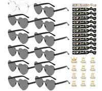 YeahBoom 36 Pièces Lunettes en Forme de Coeur Bracelets Team Bride Autocollants Kit,Lunettes Evjf 12 Paires,Bracelets Team Bride Lunette,Accessoire de Costume pour DéCoration de Mariage