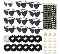 YeahBoom 48 Pièces Lunettes en Forme de Coeur Bracelets Team Bride Autocollants Kit,Lunettes Evjf 12 Paires,Bracelets Team Bride Lunette,Accessoire de Costume pour DéCoration de Mariage