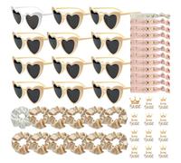 YeahBoom 48 Pièces Lunettes en Forme de Coeur Bracelets Team Bride Autocollants Kit,Lunettes Evjf 12 Paires,Bracelets Team Bride Lunette,Accessoire de Costume pour DéCoration de Mariage