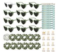 YeahBoom 48 Pièces Lunettes en Forme de Coeur Bracelets Team Bride Autocollants Kit,Lunettes Evjf 12 Paires,Bracelets Team Bride Lunette,Accessoire de Costume pour DéCoration de Mariage