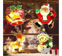 YeahBoom 4PCS LED Lumières de Ventouse de Noël,Noël Lustre à Ventouse de Fenêtre,LED Lumières de fenêtre de Noël,Noël Lumière de fenêtre décorative,Les décorations de Noël,Ventouse Lumières suspendues