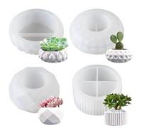 YeahBoom 4PCS Moules en Résine Vase,Moule Vase Resine Epoxy,Moule Silicone Vase Resin Mold,Moules à fleurs pour la fabrication de porte-plumes, de vases et d'ornements décoratifs