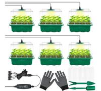 YeahBoom 6 Pièces Mini Serre pour Plantes kit,Bac à semis,Kit de Culture Serre avec LED luminosité réglable,Plateau de Culture pour Plantes Universel intérieur,Serre Semis de Culture avec contrôleur