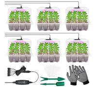 YeahBoom 6 Pièces Mini Serre pour Plantes kit,Bac à semis,Kit de Culture Serre avec LED luminosité réglable,Plateau de Culture pour Plantes Universel intérieur,Serre Semis de Culture avec contrôleur