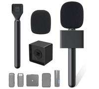 YeahBoom Adaptateur de microphone pour interview, poignée d'interview légère avec mousse pare-brise, pour Rode Wireless GO I/II, Rode Wireless Me/Pro, support de poignée de microphone