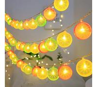 YeahBoom Catena luminosa con limoni, 1.5 m, 10 LED, lime, fette d'rancia + lemon, battery operation for carnival, Halloween, for indoor and Outdoor use, soggiorno decoration, camera d'a letto