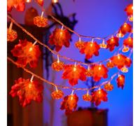 YeahBoom Guirlande Lumineuse de Décoration D'automne,300CM 20LED Citrouille Feuille D'érable Lumières en Cordon par Piles,Guirlandes de Feuilles D'érable,pour Hollaween Thanksgiving Noël Decoration