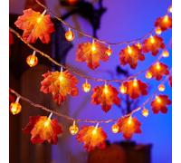 YeahBoom Guirlande Lumineuse de Décoration D'automne,300CM 20LED Citrouille Feuille D'érable Lumières en Cordon par Piles,Guirlandes de Feuilles D'érable,pour Hollaween Thanksgiving Noël Decoration