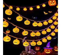 YeahBoom Guirlande lumineuse d'Halloween - 300 cm - 20 LED - Alimentée par piles - Orange citrouille - Éclairage 3D - Pour l'intérieur et l'extérieur - Pour fête, jardin, fêtes